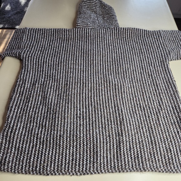 Baja Hoodie Mexico XL Brown White Striped Knit Poncho Pullover Kangaroo Pocket - Picture 9 of 9